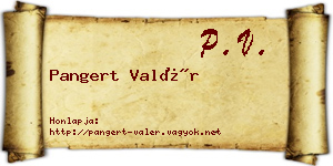 Pangert Valér névjegykártya
